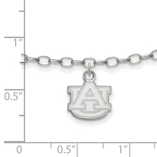 Sterling Silver Rhodium-plated LogoArt Auburn University 9 inch Anklet