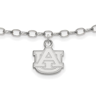 Sterling Silver Rhodium-plated LogoArt Auburn University 9 inch Anklet