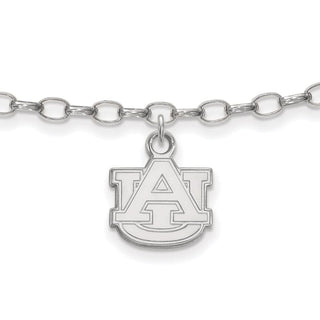 Sterling Silver Rhodium-plated LogoArt Auburn University 9 inch Anklet
