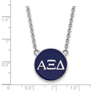Sterling Silver Rhodium-plated LogoArt Alpha Xi Delta Sorority Greek Letters Large Color Enamel Pendant 18 inch Necklace SS030AXD-18