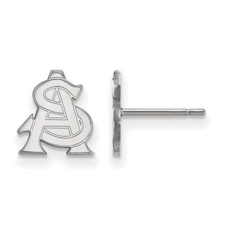 Sterling Silver Rhodium-plated LogoArt Arizona State University A-S Extra Small Post Earrings