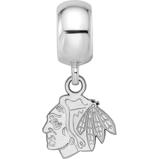 Sterling Silver Rhodium-plated NHL LogoArt Chicago Blackhawks Extra Small Dangle Bead