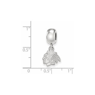 Sterling Silver Rhodium-plated NHL LogoArt Chicago Blackhawks Extra Small Dangle Bead