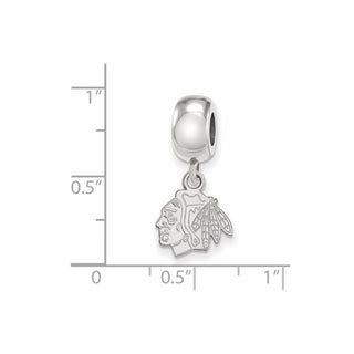 Sterling Silver Rhodium-plated NHL LogoArt Chicago Blackhawks Extra Small Dangle Bead