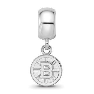 Sterling Silver Rhodium-plated NHL LogoArt Boston Bruins Dangle Bead