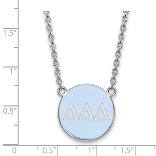 Sterling Silver Rhodium-plated LogoArt Delta Delta Delta Sorority Greek Letters Large Color Enamel Pendant 18 inch Necklace SS030DDD-18