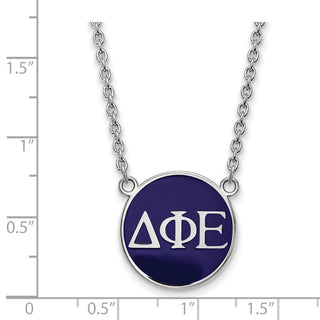 Sterling Silver Rhodium-plated LogoArt Delta Phi Epsilon Sorority Greek Letters Large Color Enamel Pendant 18 inch Necklace SS030DPH-18