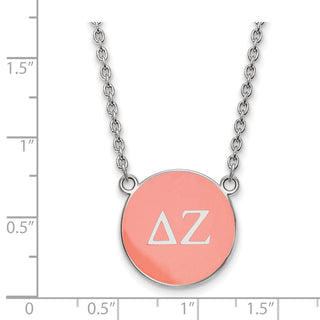 Sterling Silver Rhodium-plated LogoArt Delta Zeta Sorority Greek Letters Large Color Enamel Pendant 18 inch Necklace SS030DZ-18