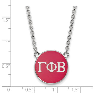 Sterling Silver Rhodium-plated LogoArt Gamma Phi Beta Sorority Greek Letters Large Color Enamel Pendant 18 inch Necklace SS030GPB-18