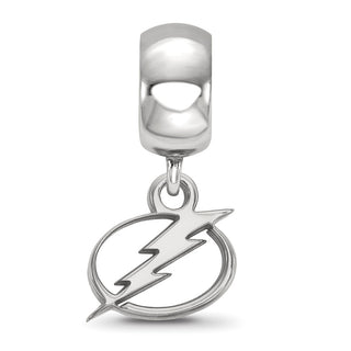 Sterling Silver Rhodium-plated NHL LogoArt Tampa Bay Lightning Extra Small Dangle Bead Charm