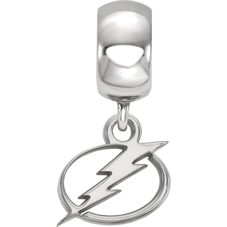 Sterling Silver Rhodium-plated NHL LogoArt Tampa Bay Lightning Extra Small Dangle Bead Charm