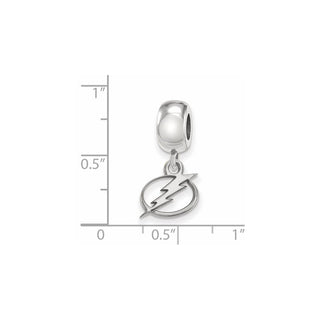 Sterling Silver Rhodium-plated NHL LogoArt Tampa Bay Lightning Extra Small Dangle Bead Charm