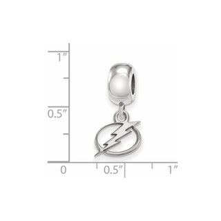 Sterling Silver Rhodium-plated NHL LogoArt Tampa Bay Lightning Extra Small Dangle Bead Charm