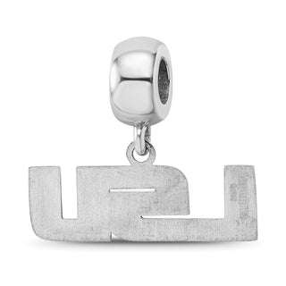 Sterling Silver Rhodium-plated LogoArt Louisiana State University L-S-U Small Dangle Bead Charm