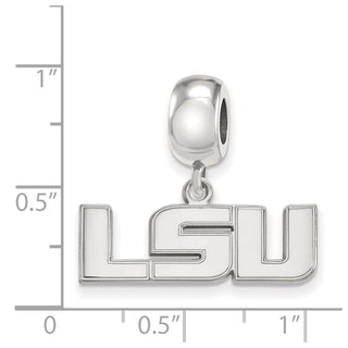 Sterling Silver Rhodium-plated LogoArt Louisiana State University L-S-U Small Dangle Bead Charm