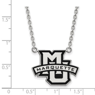 Sterling Silver Rhodium-plated LogoArt Marquette University Large Enameled Pendant 18 inch Necklace