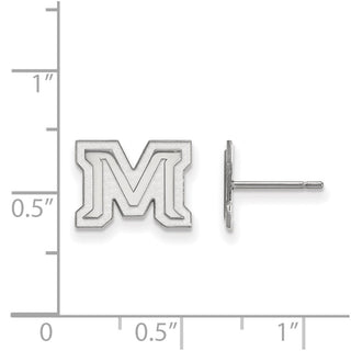 Sterling Silver Rhodium-plated LogoArt Montana State University Letter M Extra Small Post Earrings