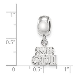 Sterling Silver Rhodium-plated LogoArt Old Dominion University O-D-U Extra Small Dangle Bead Charm SS030ODU