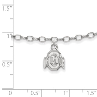 Sterling Silver Rhodium-plated LogoArt The Ohio State University 9 inch Anklet