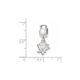 Sterling Silver Rhodium-plated NHL LogoArt Pittsburgh Penguins Extra Small Dangle Bead Charm