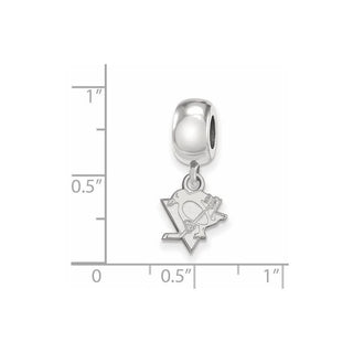 Sterling Silver Rhodium-plated NHL LogoArt Pittsburgh Penguins Extra Small Dangle Bead Charm