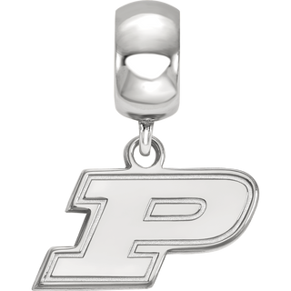 Sterling Silver Rhodium-plated LogoArt Purdue University Letter P Extra Small Dangle Bead Charm