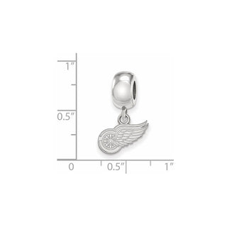 Sterling Silver Rhodium-plated NHL LogoArt Detroit Red Wings Extra Small Dangle Bead