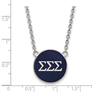Sterling Silver Rhodium-plated LogoArt Sigma Sigma Sigma Sorority Greek Letters Large Color Enamel Pendant 18 inch Necklace SS030SSS-18