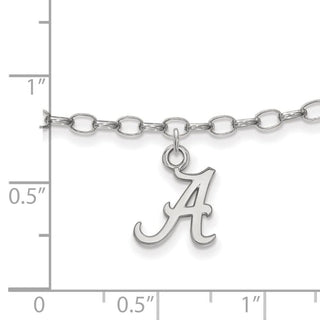 Sterling Silver Rhodium-plated LogoArt University of Alabama 9 inch Anklet