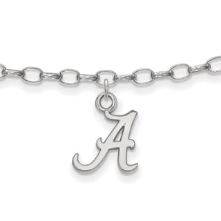 Sterling Silver Rhodium-plated LogoArt University of Alabama 9 inch Anklet