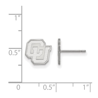 Sterling Silver Rhodium-plated LogoArt University of Colorado C-U Extra Small Post Earrings