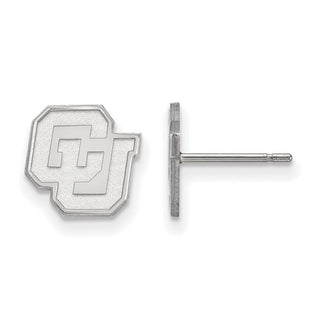 Sterling Silver Rhodium-plated LogoArt University of Colorado C-U Extra Small Post Earrings
