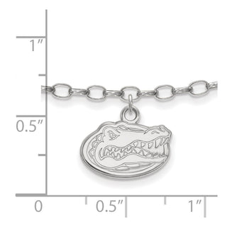 Sterling Silver Rhodium-plated LogoArt University of Florida Gator 9 inch Anklet