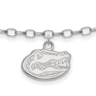 Sterling Silver Rhodium-plated LogoArt University of Florida Gator 9 inch Anklet