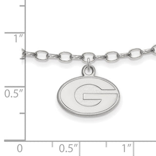 Sterling Silver Rhodium-plated LogoArt University of Georgia Letter G 9-inch Anklet