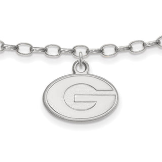 Sterling Silver Rhodium-plated LogoArt University of Georgia Letter G 9-inch Anklet