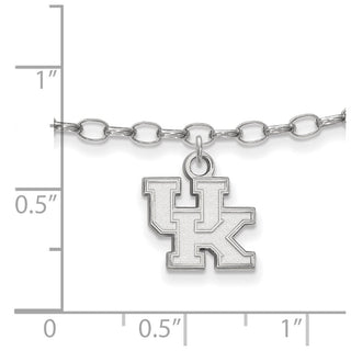 Sterling Silver Rhodium-plated LogoArt University of Kentucky U-K 9 inch Anklet