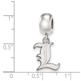 Sterling Silver Rhodium-plated LogoArt University of Louisville Letter L Small Dangle Bead Charm