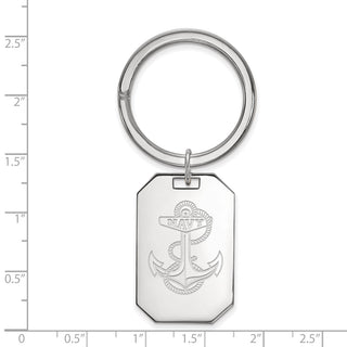 Sterling Silver Rhodium-plated LogoArt US Naval Academy Anchor Key Ring