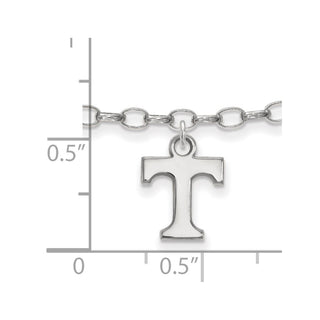 Sterling Silver Rhodium-plated LogoArt University of Tennessee Letter T 9 inch Anklet