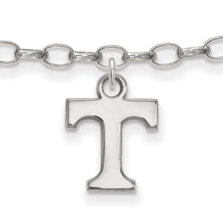 Sterling Silver Rhodium-plated LogoArt University of Tennessee Letter T 9 inch Anklet