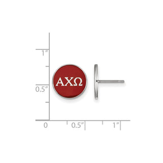 Sterling Silver Rhodium-plated LogoArt Alpha Chi Omega Sorority Greek Letters Color Enamel Post Earrings SS031ACO