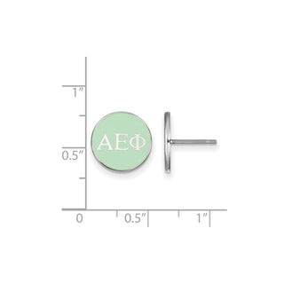Sterling Silver Rhodium-plated LogoArt Alpha Epsilon Phi Sorority Greek Letters Color Enamel Post Earrings SS031AEP