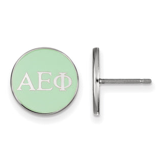 Sterling Silver Rhodium-plated LogoArt Alpha Epsilon Phi Sorority Greek Letters Color Enamel Post Earrings SS031AEP