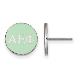 Sterling Silver Rhodium-plated LogoArt Alpha Epsilon Phi Sorority Greek Letters Color Enamel Post Earrings SS031AEP