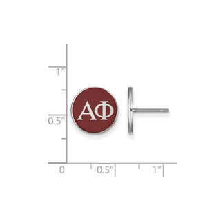 Sterling Silver Rhodium-plated LogoArt Alpha Phi Sorority Greek Letters Color Enamel Post Earrings SS031APH