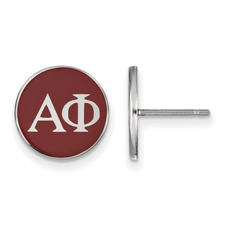Sterling Silver Rhodium-plated LogoArt Alpha Phi Sorority Greek Letters Color Enamel Post Earrings SS031APH