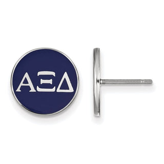 Sterling Silver Rhodium-plated LogoArt Alpha Xi Delta Sorority Greek Letters Color Enamel Post Earrings SS031AXD