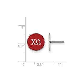 Sterling Silver Rhodium-plated LogoArt Chi Omega Sorority Greek Letters Color Enamel Post Earrings SS031CHO