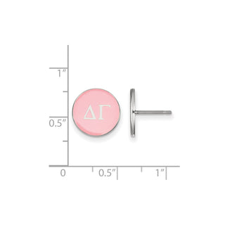 Sterling Silver Rhodium-plated LogoArt Delta Gamma Sorority Greek Letters Color Enamel Post Earrings SS031DG
